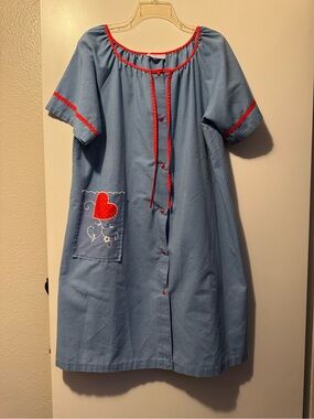 Heather collection  Light Blue Top with Red Polka-Trim